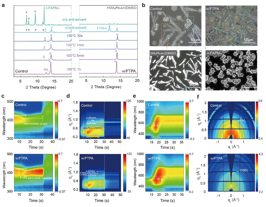 多種原位表征技術監測鈣鈦礦薄膜在旋涂和退火過程中的中間相、成核和結晶過程